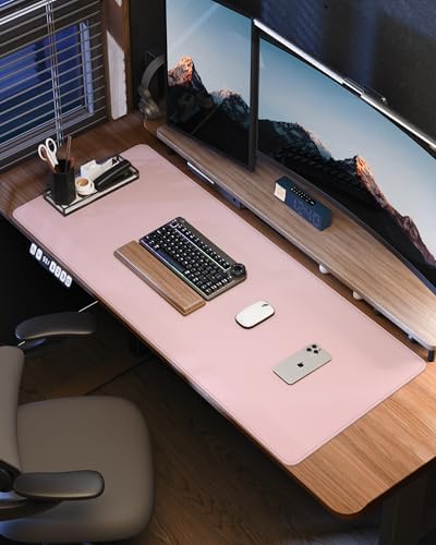 PU Leather Desk Mat Protector - 55"x17" Large Non-Slip Office Desk Pad, Waterproof Keyboard & Mouse Pad, Premium Workstation Cover for Home & Office (Light Pink) - Image 6