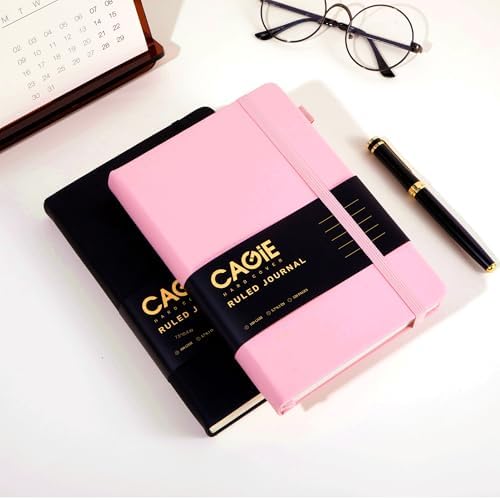 CAGIE Pink Journal Notebook for Women Leather Journaling Diary Daily, A5 - Image 2
