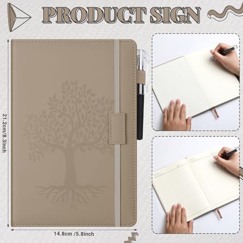 Estune 10 Pack Lined Journal Notebook A5 Tree of Life Hardcover Leather Journal with 10 Pen, College Ruled Notebook for Travel, Business, Work, Office, School Note Taking Diary(Elegant Color) - Image 2