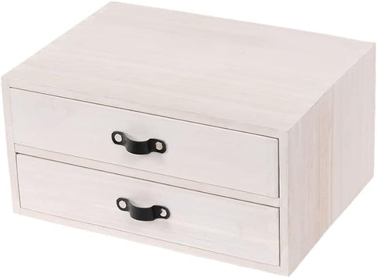 DDYURI Desk Organizer Drawers for Office Supplies Kitchen Storage - Wood Makeup Organizer Box/Countertop Drawers Chest for Dresser Wooden Cabinet Printer Stand Machine Shelf White (FAX2C-WH） by DDYURI