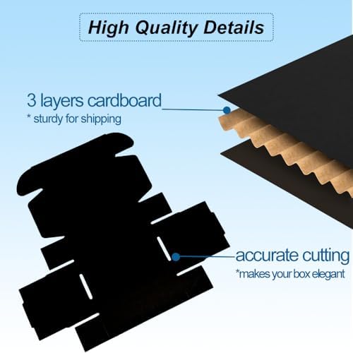 ROTCH 50 Pack 6x4x2'' Shipping Boxes, Small Sturdy Corrugated Cardboard Mailers, Black (M642-E-B) - Image 3