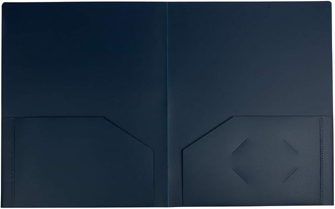 JAM PAPER Heavy Duty Plastic 2 Pocket Extra Tough School Folders - Navy Blue - 6/Pack - Image 4