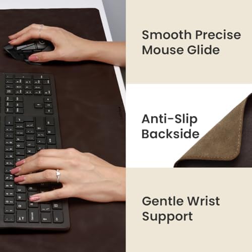 Full Grain Leather Desk Pad, Dark Brown, XL (35.4 x 15.7 inch) - Image 5