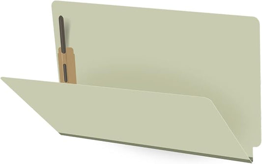 Ecom Folders End Tab Pressboard File Folders | Legal Size 25 Pt Stock with 2" Tyvek Expansion | Full Cut Tabs for Medical Charts, Legal Documents & Office Records | Light Green, Box of 25 by Ecom+Folders