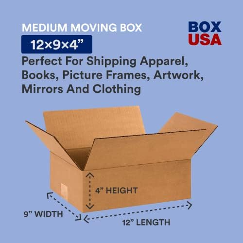 BOX USA Shipping Boxes 12"L x 9"W x 4"H 25-Pack Flat Corrugated Cardboard Box for Packing, Moving and Storage - Image 2