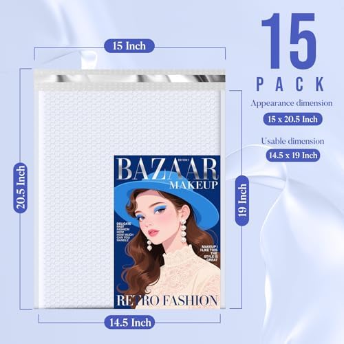 Fuxury Bubble Mailers 14.5x20" 15 Pack White Extra Large Padded Envelopes - Image 2