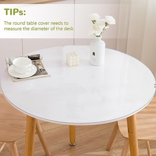 36 Inch Round Clear Table Cover Protector, Clear Round Protector for Dining Room Table, 1.5mm Thick Waterproof Round Plastic Vinyl Table Pad - Image 2