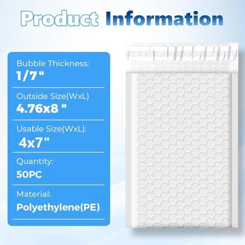 Metronic Bubble Mailers 4x8" 50 Pack Padded Envelopes True 4x7" Usable Size - Image 7