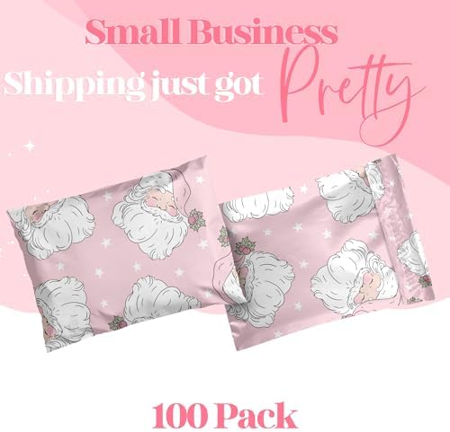 Pretty Package Store Poly Mailer 10x13, Pink Santa, 100 Pack - Image 2
