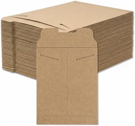 BOX USA Rigid Mailers 6" x 8" (100-Pack) - Kraft Mailer Envelopes for Photos, Trading Cards, Small Prints - Stay Flat by BOXUSA