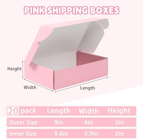 FORBFAN 9x6x2 Inch Pink Shipping Boxes, 30-Pack Mailing Boxes for Small Business, Corrugated Cardboard Box for Shipping, Packaging - Image 2