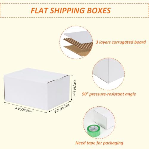 HORLIMER 8x6x4 Shipping Boxes Set of 40, White Corrugated Cardboard Mailer Box for Packing Small Business - Image 2