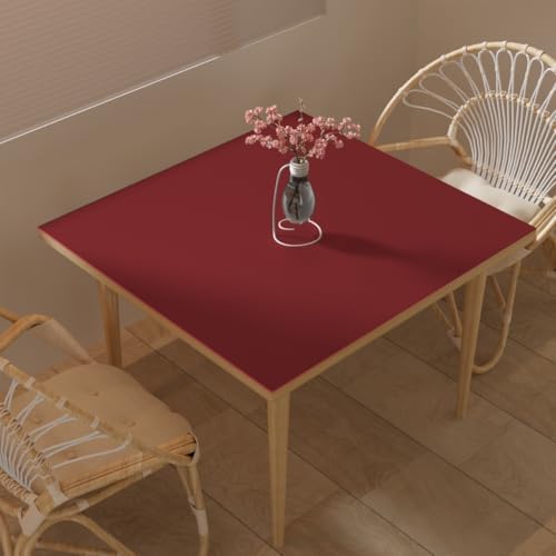 Faux Leather Table Cover,1.8mm Thick,40x40 Inch Table Protector,Table Protector for Dining Room Table,Dining Table Cover,Table Cover Protector.(Black+Wine Red,40x40) by Zinkooat