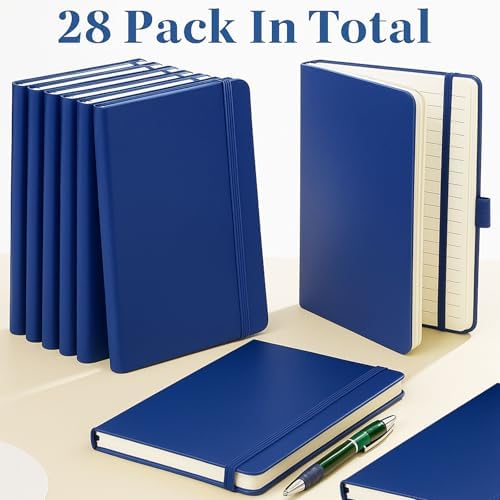Laumoi 28 Pack A5 PU Leather Lined Notebook Journal, Navy Blue,Simple - Image 5