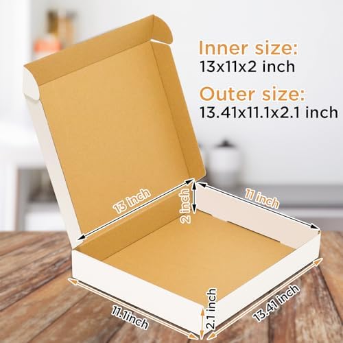 50 pack Small Shipping Box,13x11x2'',Corrugated Mailer, White - Image 2