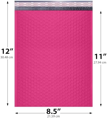Hot Pink Bubble Mailers 8.5x12, Poly Padded Envelopes #2, 100 Pack - Image 2