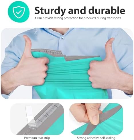 Fuxury Poly Mailers 12x15.5" 200pcs,Durable Shipping Bags for Clothing,Teal - Image 4