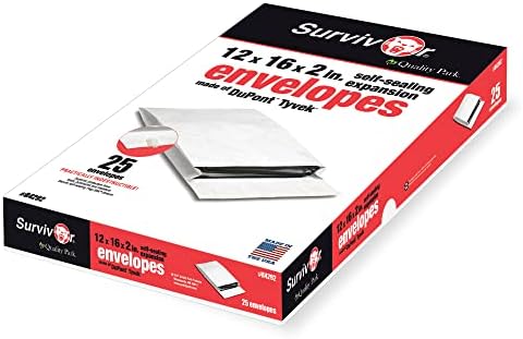 Quality Park Survivor 12 x 16 x 2 Tyvek Expansion Catalog Mailers with Self Seal Closure, 14 lb, Puncture, Tear and Moisture Resistant Dupont Tyvek Envelopes, 25/Box (R4292) - Image 2