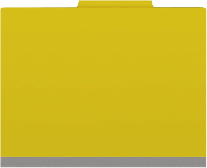 25 Pt. Pressboard Classification Folders, 2/5 Cut ROC Top Tab, Letter Size, 3 Dividers, Yellow (Box of 10) - Image 3