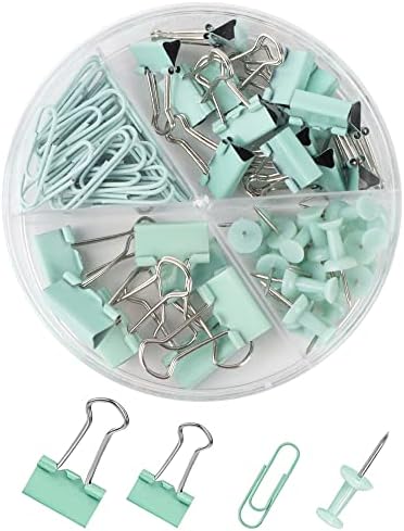 Paper Clips Binder Push Pin Set, Assorted Sized Binder Clips by CREECHWA