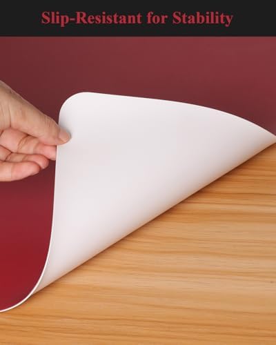 Wine Red Plastic Table Cover Protector, 36" x 54" PVC Desk Pad Mat - Image 6