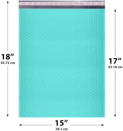 Teal Bubble Mailers 15x18, Self Seal Poly Padded Envelopes #8, 50 Pack - Image 2