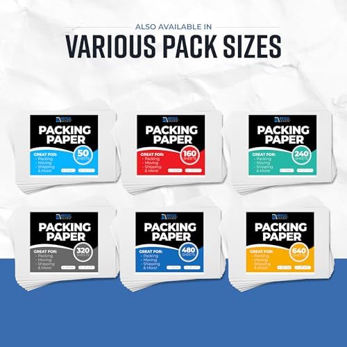 Bryco Goods Packing Paper Sheets for Moving | 640 Sheets | 27" x 17" | 20lb | Made in USA | Newsprint Paper | Must Have in Your Moving Supplies - Image 6