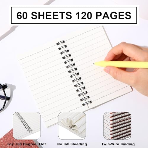 Jutom 18 Pcs Small Spiral Notebook Memo Pad 3x5, Glitter Rose Gold - Image 3