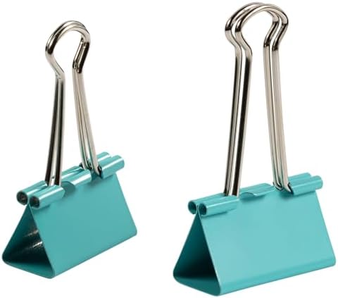 JAM PAPER Colorful Binder Clips Assortment - Medium & Large Size - Teal Binderclips - 27 Clips/Pack - Image 2