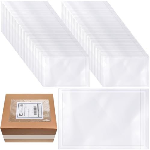 Cholemy 400 Pcs 9.5 x 12 in Clear Packing Slip Pouches Shipping Label Sleeves Adhesive Packing List Pockets Envelopes Mailing Protectors Slip Envelope Pouches Holders Cover Enclosed Bag by Cholemy