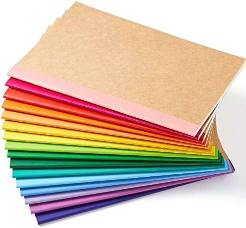 feela 16 Pack Composition Notebooks Bulk, Kraft Cover Lined Blank College Ruled Composition Travel Journals with Rainbow Spines For Women Students Business, 60 Pages, 8.3”x 5.5”, A5, 16 Colors by feela