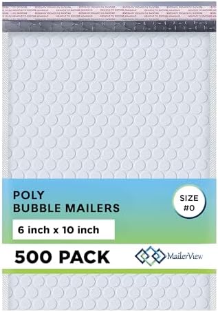 Arctic White Bubble Mailers 6x10 Poly Padded Envelopes #0, 500 Pack by MAILERVIEW