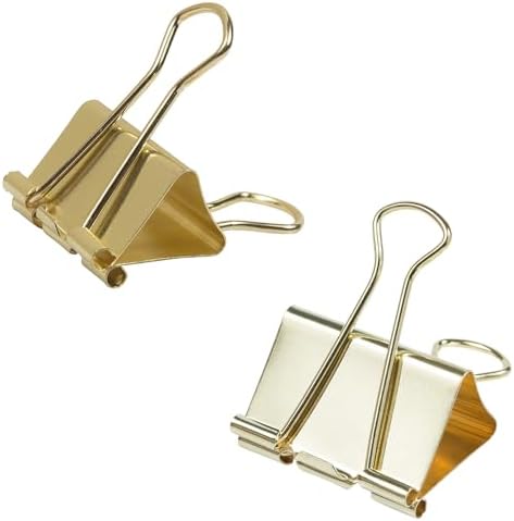 JAM PAPER Colorful Binder Clips Assortment - Medium & Large Size - Gold Binderclips - 27 Clips/Pack - Image 4