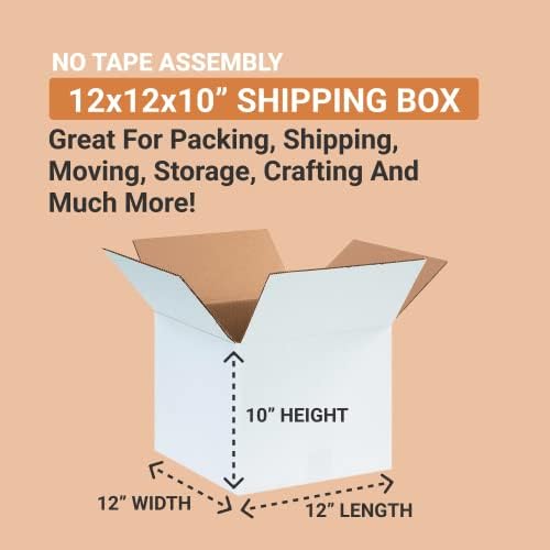 BOX USA White Shipping Boxes 12"L x 12"W x 10"H (25 Pack) Small Medium Mailing Box for Small Business Packaging, Mailers, Gifts & Storage - Image 2