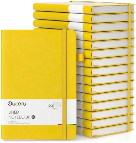 Oucaru 16 Pack Bulk Journal Notebook, A5 Lined Notebook Set, 180 Pages by Oucaru