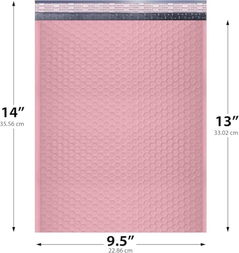 Light Pink Bubble Mailers 10x13, Self Seal Poly Padded Envelopes, 100 Pack - Image 2
