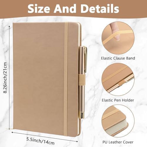 Laumoi 28 Pack A5 PU Leather Lined Notebook Journal, Khaki,Simple - Image 2