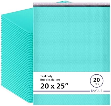 Teal Bubble Mailers 20x25, Self Seal Poly Padded Envelopes #10, 20 Pack by BAYLUE