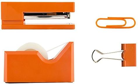JAM PAPER Office Starter Kit - Orange - Stapler, Tape Dispenser, Paper Clips & Binder Clips - 4/Pack - Image 2