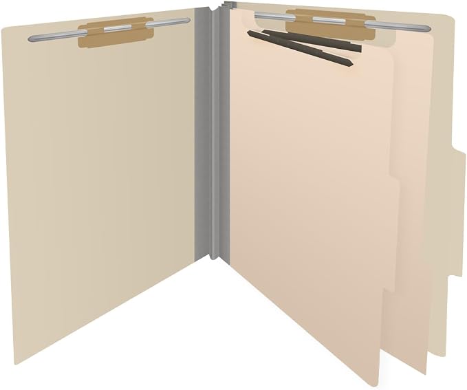 25 Pt. Pressboard Classification Folders, 2/5 Cut ROC Top Tab, Letter Size, 2 Dividers, Manila (Box of 10) - Image 4