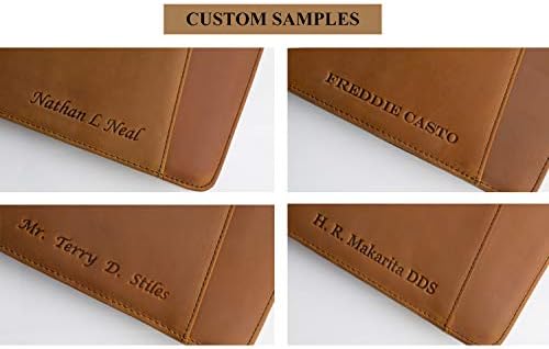 Personalized Leather Portfolio Padfolio for Men, Engraved Gifts for Father's Day for Husband from Wife, Customized Leather Gifts Present for Son/Dad, for Birthday, Brown - Image 3