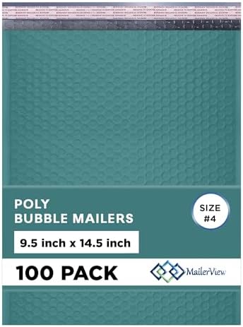 Green Bubble Mailers 9.5x14.5 Self Seal Poly Padded Envelopes #4, 100 Pack by MAILERVIEW
