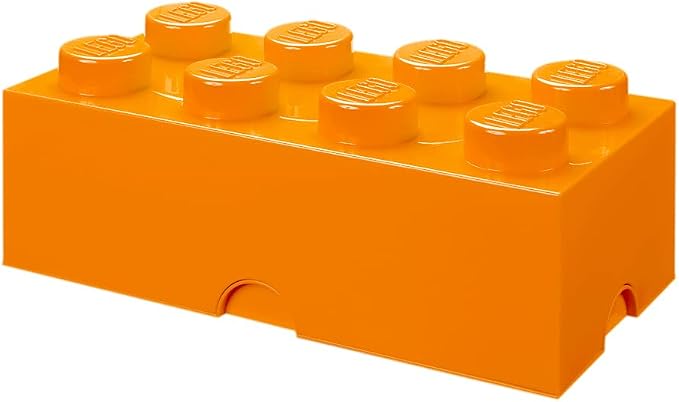 LEGO Storage Brick 8 12.1 L Storage Box with Lid Orange | LEGO Brick Storage Box Stackable Organizer Toy, Desk & Shelf Storage 12.1 L Capacity Brick Size 8 by ROOMCopenhagen