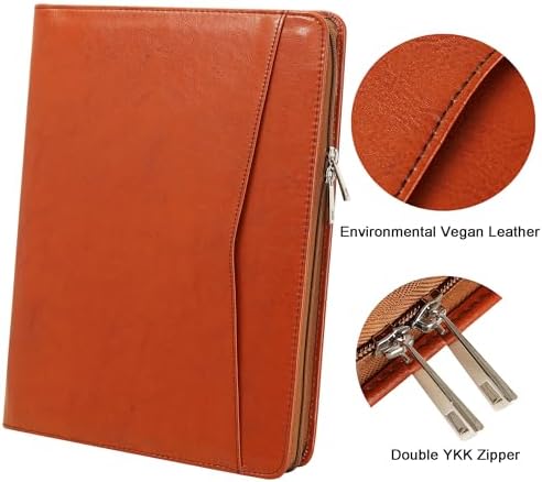 DUKE&COW Personalized Vegan Leather Portfolio for Men, Brown, A4 Writing Pad Holder Organizer - Image 2