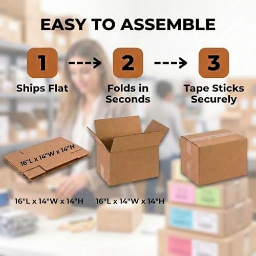 BOX USA Shipping Boxes 16"L x 14"W x 14"H, 25-Pack Medium Corrugated Cardboard Boxes for Shipping, Mailing, Packing, Packaging and Storage - Image 5