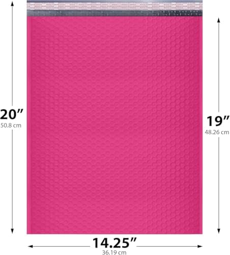 Hot Pink Bubble Mailers 14.50x20, Poly Padded Envelopes #7, 100 Pack - Image 2