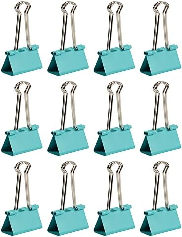 JAM PAPER Colorful Binder Clips - Large - 1 1/2 Inch (41 mm) - Teal Binderclips - 12/Pack - Image 2