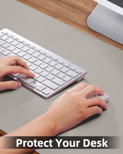 Leather Desk Pad & Protector, Large Mouse Pad & Blotter, Non-Slip PU Leather Desk Cover Mat, Light Grey, 48" x 17" - Image 3
