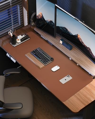 Large Desk Mat - 48" x 17"Leather Desk Pad Protector, Office Desk Mat, Non-Slip PU Leather Large Mouse Pad, Waterproof Desk Blotter Mat, Desk Cover pad for Office and Home (Brown) - Image 6
