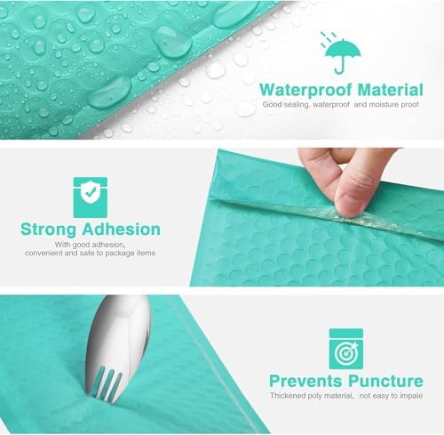 Metronic 1000 Pack Bubble Mailer 6x10 Inch Teal,Usable Size 6x9" Waterproof Padded Envelopes,Self-Seal Modern Bubble Mailers Cushioning for Shipping,Jewelry Makeup Supplies, Packaging Bulk - Image 3